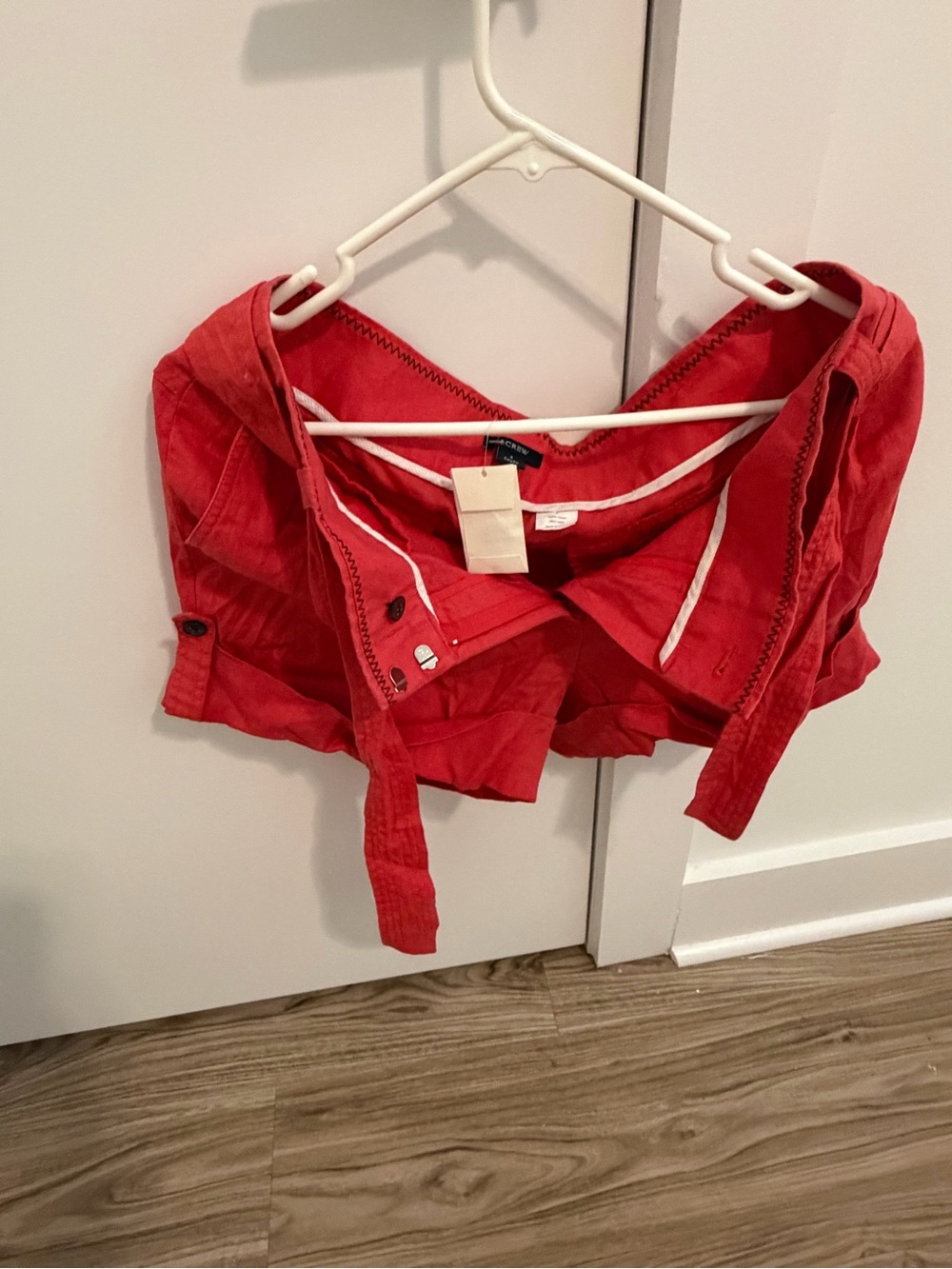 New J.Crew Bright Orange- Red Capri shorts, size 8.